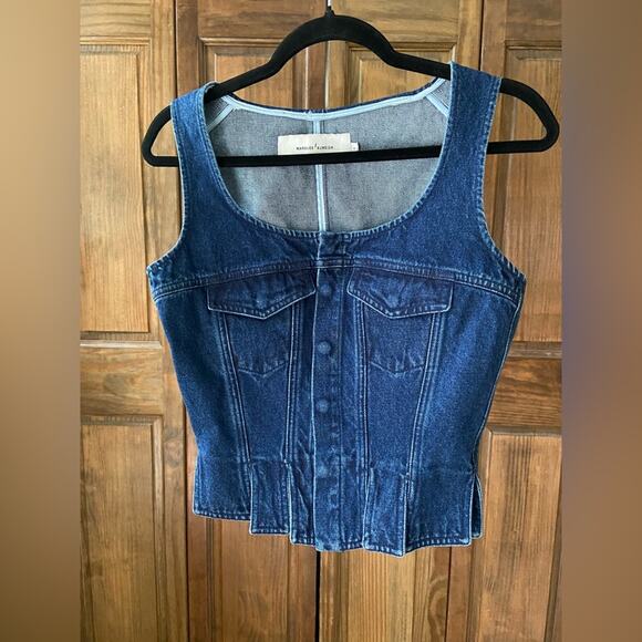 Marques Almeida Denim Bustier Buttoned Tank Top - Picture 1 of 6